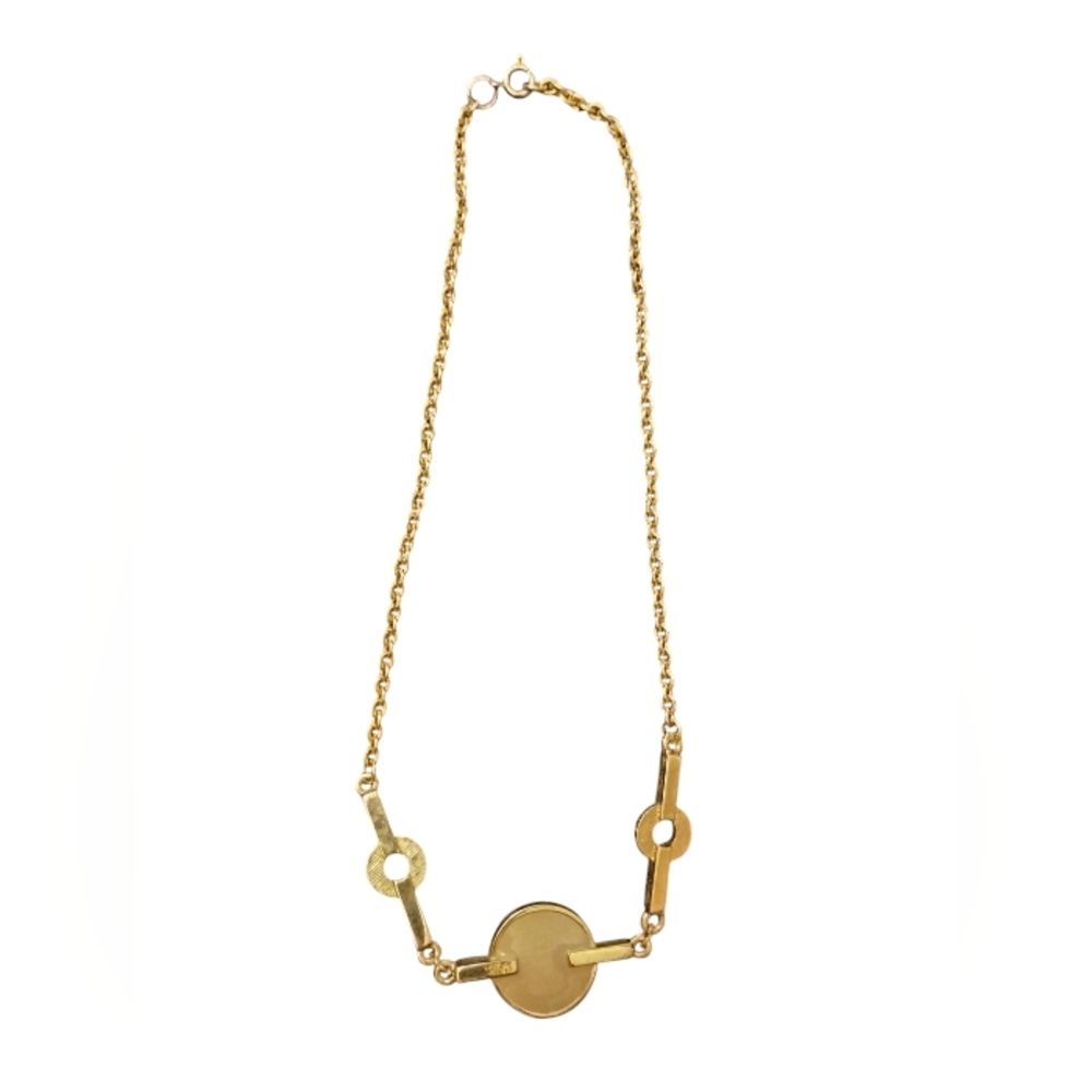Elegant Gold Necklace With Geometric Shapes Pendants Cream Enamel